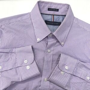 Tommy Hilfiger Lavender Plaid Dress Shirt Men 15 1/2 34/35 Long Sleeve Button Up